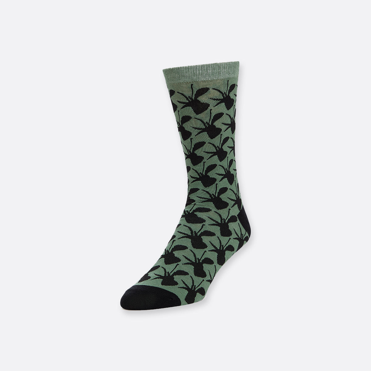 "Stabile with Many Leaves" socks, hedge green