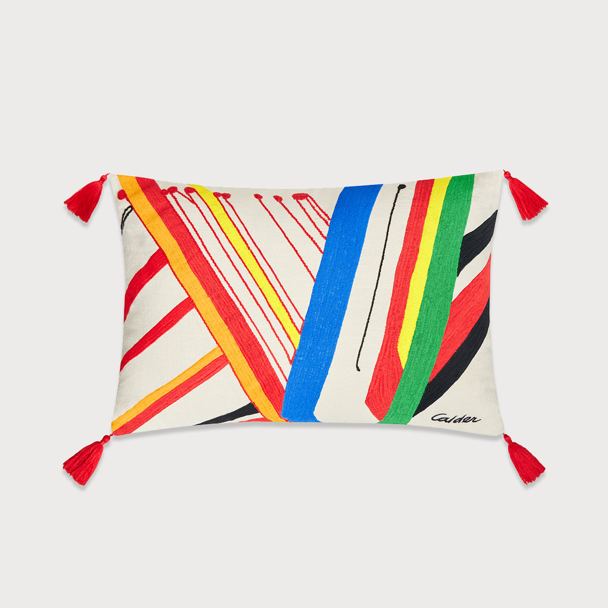Calder "The Green Stripe" embroidered pillow